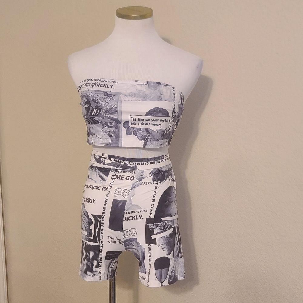 NWOT Graphic Two Piece Short Set